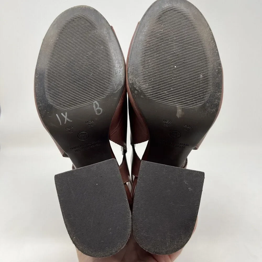 Chocolat Blu Tan Leather Block Heel Sandals - Picture 12 of 13